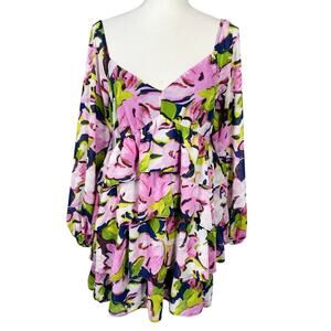 Abercrombie & Fitch, Medium, Floral Sweetheart Mini Dress, Tiered Skirt, Flowy